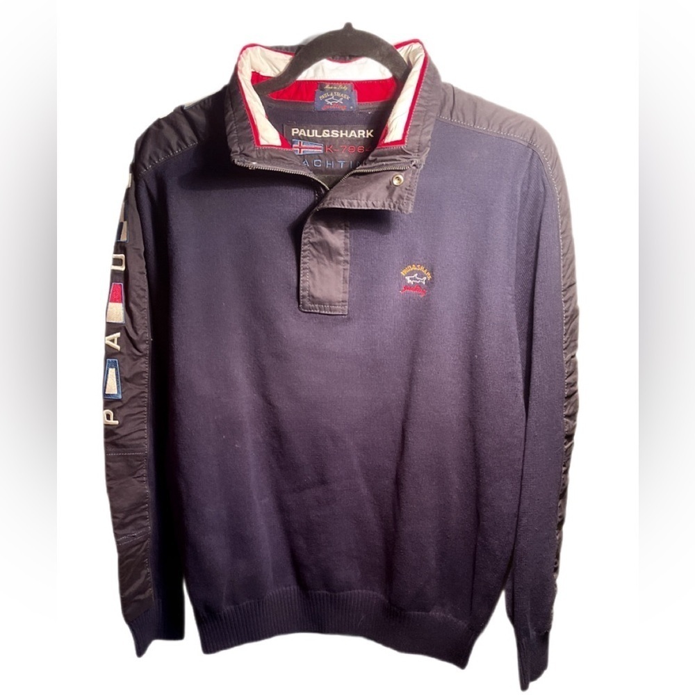 Vintage k-7964 yachting long sleeve Paul & Shark Dark Blue Zip Up Sweater M